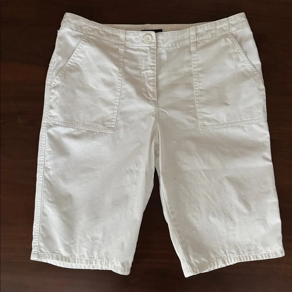 NEW YORK & COMPANY 100% COTTON JEAN SHORTS POCKETS CARGO UTILITY JORTS 12 WHITE